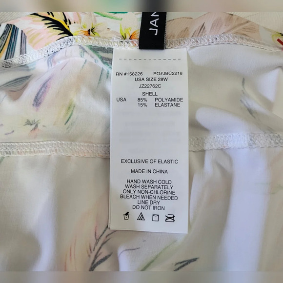 NWT Jantzen Side Slit White Tropical Print Swim Overskirt, Size 28W - Picture 7 of 9